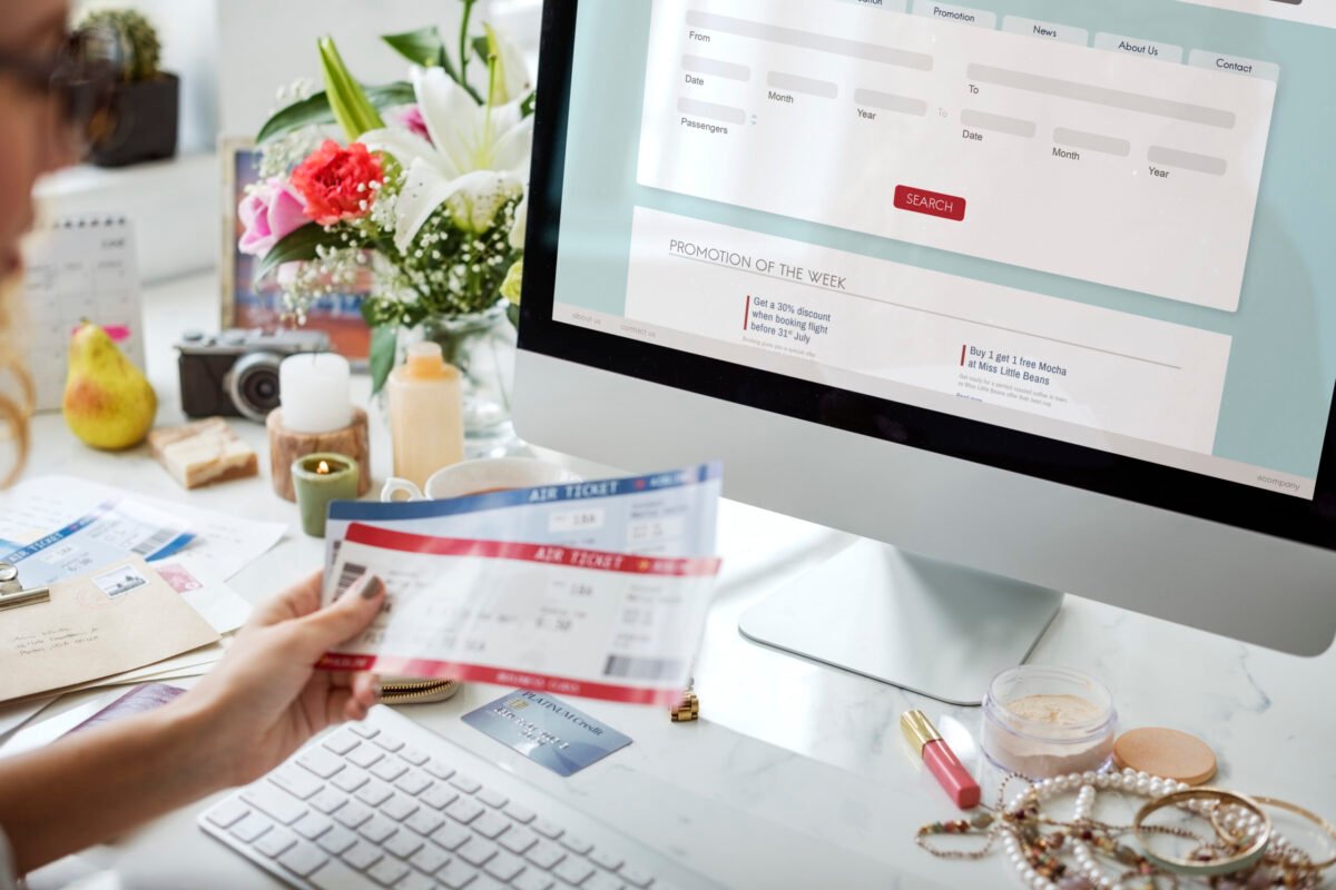 Woman booking ticket online